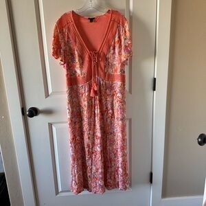 Torrid Crinkle Gauze Lace Up Dress